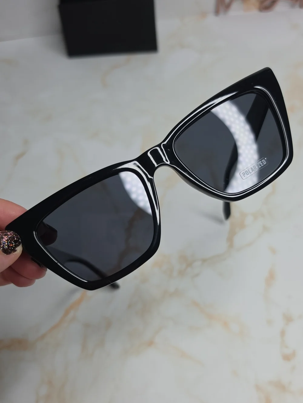 Quay Australia Call The Shots Black Cat-Eye Polarized Sunglasses New